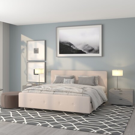 Flash Furniture Platform Bed, Tribeca, King, Beige HG-20-GG